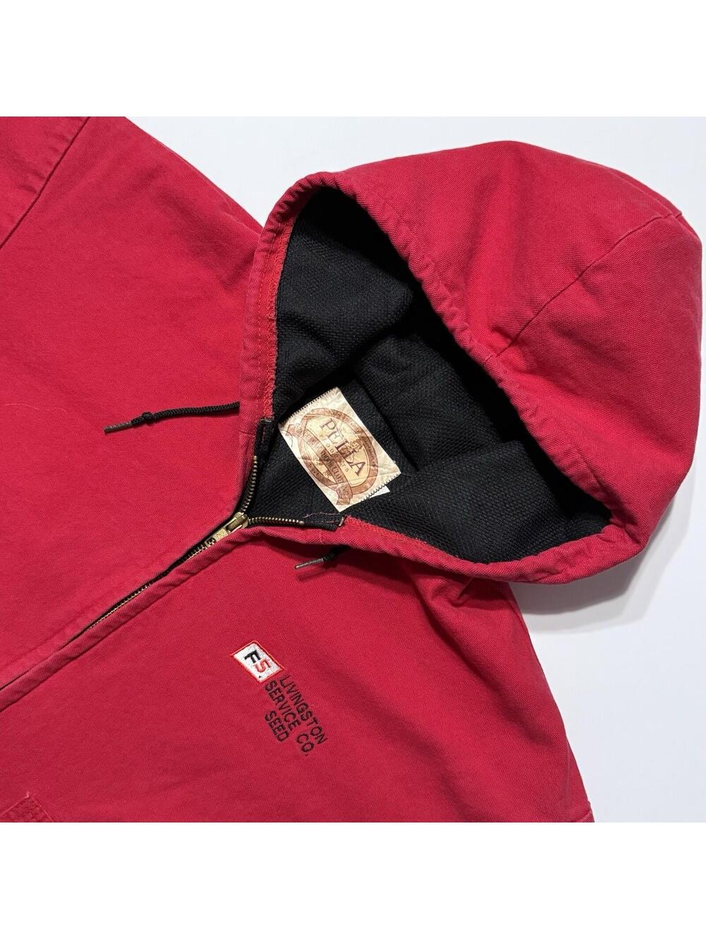 Vintage Rare Pella Canvas Work Wear Red Jacket Full Zip Jacket USA Made Men’s S